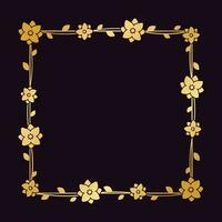 plein goud bloemen kader sjabloon. luxe gouden kader grens voor nodig uit, bruiloft, certificaat. vector kunst met bloemen en bladeren.