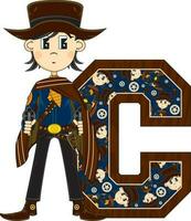 c is voor cowboy wild west alfabet aan het leren leerzaam illustratie vector