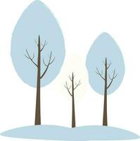 vector illustratie met drie bomen met sneeuw in winter