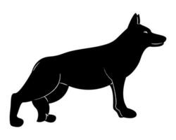 Duitse herder silhouet. tekening zwart en wit vector illustratie.