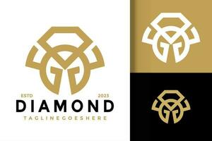 brief m diamant kristal logo vector icoon illustratie