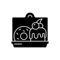 taarten en desserts afhalen zwarte glyph pictogram vector