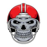 illustratie van Amerikaans Amerikaans voetbal menselijk schedel mascotte karakter vervelend rood helm vector
