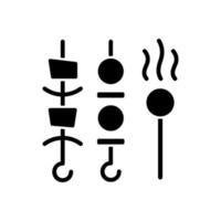 shish kebabs en vlees knalt naar het zwarte glyph-pictogram vector