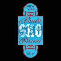 skateboard sk8 nieuw york stad stedelijk team t-shirt ontwerp vector