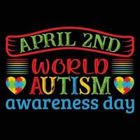 april 2e wereld autisme bewustzijn dag t-shirt ontwerp vector