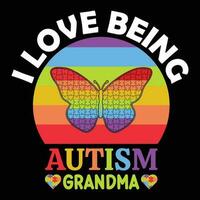 ik liefde wezen autisme grootmoeder t-shirt ontwerp vector