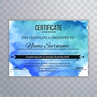 Mooi aquarel certificaat sjabloonontwerp vector