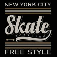 nieuw york stadsschaats instappen vrij stijl t-shirt ontwerp vector