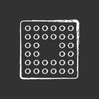cpu socket krijt wit pictogram op zwarte achtergrond vector