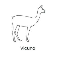 vicuna icoon lijn in vector, illustratie van een dier. vector