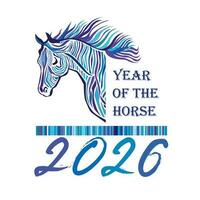 2026 Chinese nieuw jaar - paard jaar papier besnoeiing ontwerp. paard hoofd schilderen. wild dier teken. vector