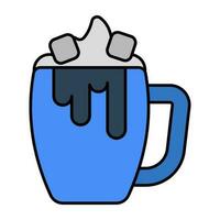 een bewerkbare ontwerp icoon van bevroren koffie kop vector