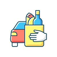 drankjes en eten curbside pick-up RGB-kleur pictogram vector