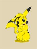 vector pikachu punk- stijl geel