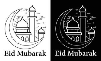 eid mubarak typografie en kalligrafie. eid ul-fitr, eid ul-adha. religieus vakantie zijn gevierd door moslims wereldwijd. creatief idee, concept ontwerp eid mubarak. kleurrijk vector achtergrond t-shirt