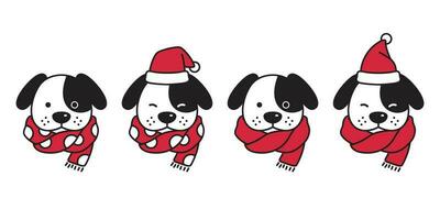 hond vector Kerstmis Frans bulldog de kerstman claus hoed Kerstmis polka punt strepen sjaal icoon puppy hoofd tekenfilm karakter logo illustratie