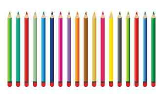 kleurrijk potloden reeks houdende in rij. Golf lijn gemaakt door potlood. reeks van kleurpotloden voor illustraties, kunst, aan het studeren. klaar voor school- spullen. vector