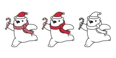 beer vector polair beer Kerstmis Kerstmis de kerstman claus hoed snoep riet sjaal tekenfilm karakter icoon logo illustratie tekening wit