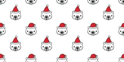 beer naadloos patroon vector Kerstmis polair beer de kerstman claus hoed sjaal geïsoleerd tekenfilm illustratie herhaling behang tegel achtergrond