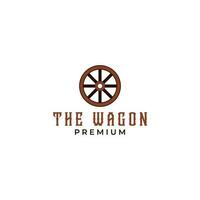 creatief wijnoogst houten wagon kar wiel logo ontwerp illustratie idee vector