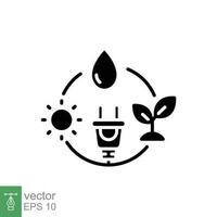 hernieuwbaar energie icoon. gemakkelijk solide stijl. alternatief, bio energie, water druppel, stroom, eco concept. zwart silhouet, glyph symbool. vector symbool illustratie geïsoleerd Aan wit achtergrond. eps 10.