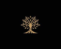 natuurlijk gouden boom tuin fabriek logo icoon sjabloon ontwerp vector concept illustratie.