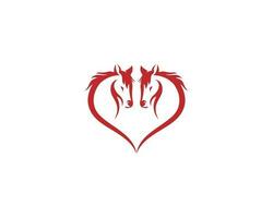 liefde twee paard creatief logo icoon ontwerp met vlak stijl gemakkelijk vector illustratie.