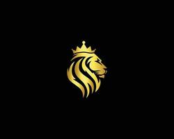 elegant goud Koninklijk leeuw kroon logo ontwerp sjabloon. Leo kam symbool premie koning merk identiteit icoon. luxe bedrijf teken. modern vector illustratie.