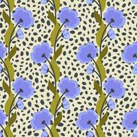 bloemen naadloos patroon met blauw bloeiend wilde bloemen, groen bladeren, blad van gras. natuur achtergrond voor omhulsel papier, omslag, kleding stof, interieur decor, schrijfbehoeften ontwerp, afdrukken, behang. vector