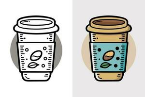 koffie kop logo, schattig koffie kop tekenfilm lijn kunst kleurrijk vector illustratie, koffie kop icoon ontwerp, vlak karton stijl, voedsel en drinken icoon