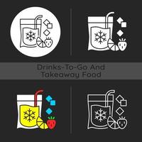 slushy drankjes om donker themapictogram te gaan vector