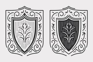 schild vector, schild schets stijl lijn kunst, middeleeuws schild, Koninklijk schild, heraldisch schild, heraldisch sier- schilden verzameling vector