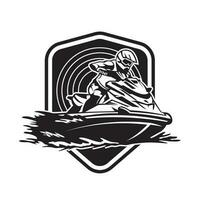 Jet ski racing vector illustratie ontwerp, perfect voor evenement logo, sticker, insigne, embleem en t overhemd ontwerp