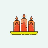 elegant drie kaarsen logo icoon. vector