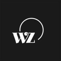 wz logo initialen monogram met circulaire lijnen, minimalistische en schoon logo ontwerp, gemakkelijk maar classy stijl vector