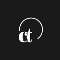 ct logo initialen monogram met circulaire lijnen, minimalistische en schoon logo ontwerp, gemakkelijk maar classy stijl vector