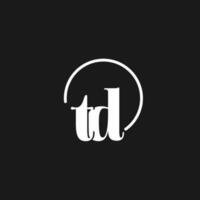 td logo initialen monogram met circulaire lijnen, minimalistische en schoon logo ontwerp, gemakkelijk maar classy stijl vector