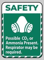 veiligheidsinstructies pbm teken mogelijk co2 of ammoniak aanwezig gasmasker kan nodig zijn vector