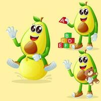 schattig avocado tekens spelen met kind speelgoed vector