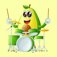 schattig avocado karakter spelen musical instrument vector