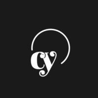 cy logo initialen monogram met circulaire lijnen, minimalistische en schoon logo ontwerp, gemakkelijk maar classy stijl vector