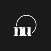 nu logo initialen monogram met circulaire lijnen, minimalistische en schoon logo ontwerp, gemakkelijk maar classy stijl vector