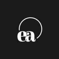 ea logo initialen monogram met circulaire lijnen, minimalistische en schoon logo ontwerp, gemakkelijk maar classy stijl vector