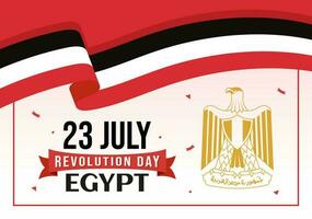 Egypte revolutie dag vector illustratie Aan juli 23 met golvend vlag achtergrond in nationaal vakantie vlak tekenfilm hand- getrokken landen bladzijde Sjablonen