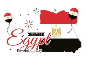 Egypte revolutie dag vector illustratie Aan juli 23 met golvend vlag achtergrond in nationaal vakantie vlak tekenfilm hand- getrokken landen bladzijde Sjablonen