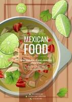 folder sjabloon met limoen saus en tortilla. traditioneel Mexicaans voedsel. poster, korting banier voor menu, restaurant, cafe vector