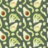 naadloos patroon met groen avocado plakjes. traditioneel Mexicaans voedsel. heerlijk lekker Product. structuur voor kleding stof, behang, restaurant papier en menu vector