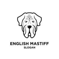 Engelse mastiff hond hoofd vector embleemontwerp pictogram illustratie