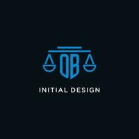 ob monogram eerste logo met balans van gerechtigheid icoon ontwerp inspiratie vector